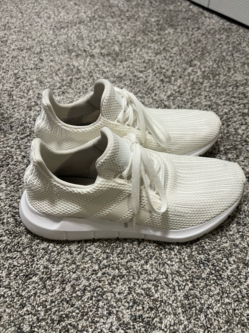 Adidas Men's All-White Knit Athletic Sneakers - Picture 2 of 8